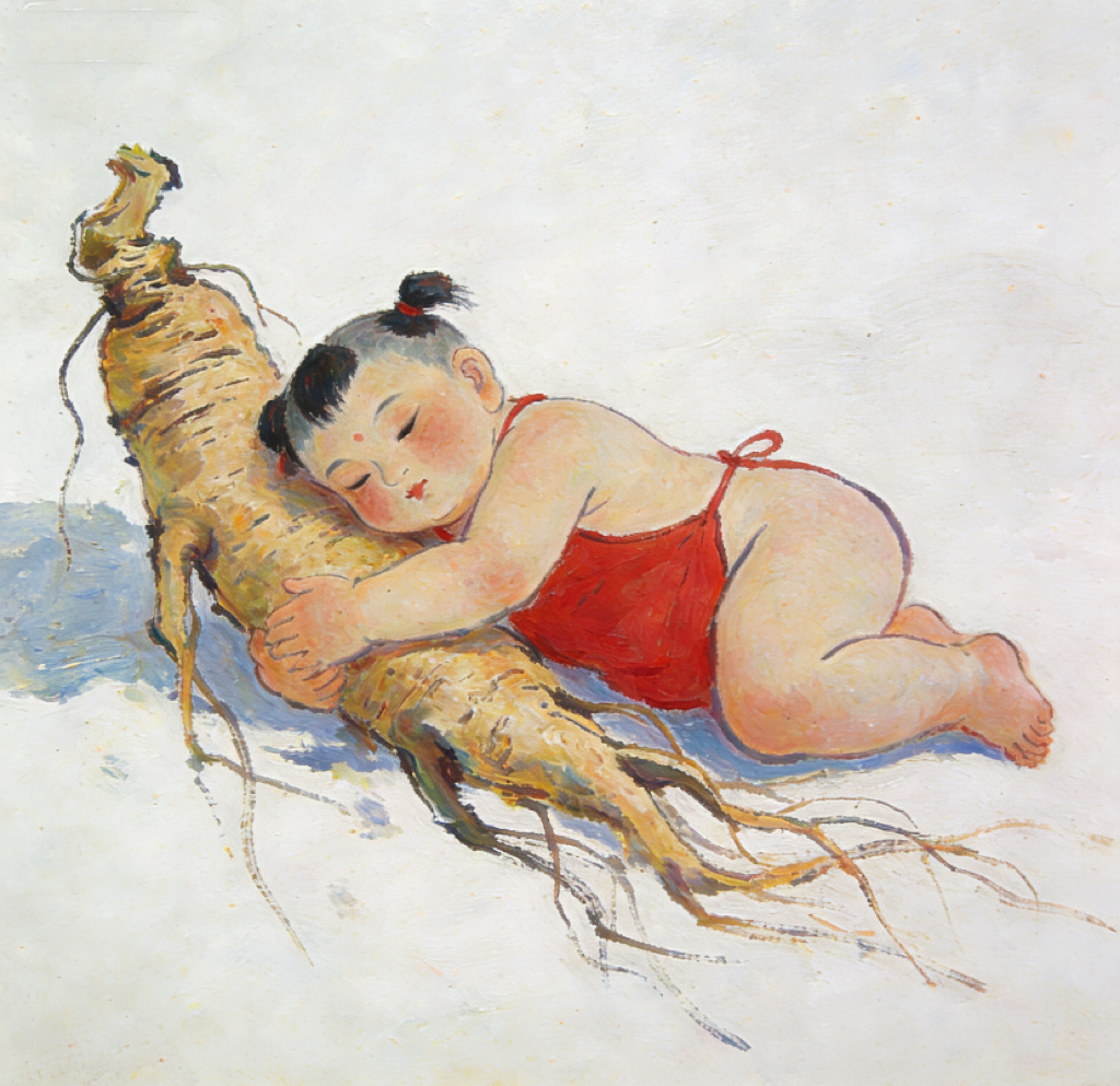 设色油画趴睡