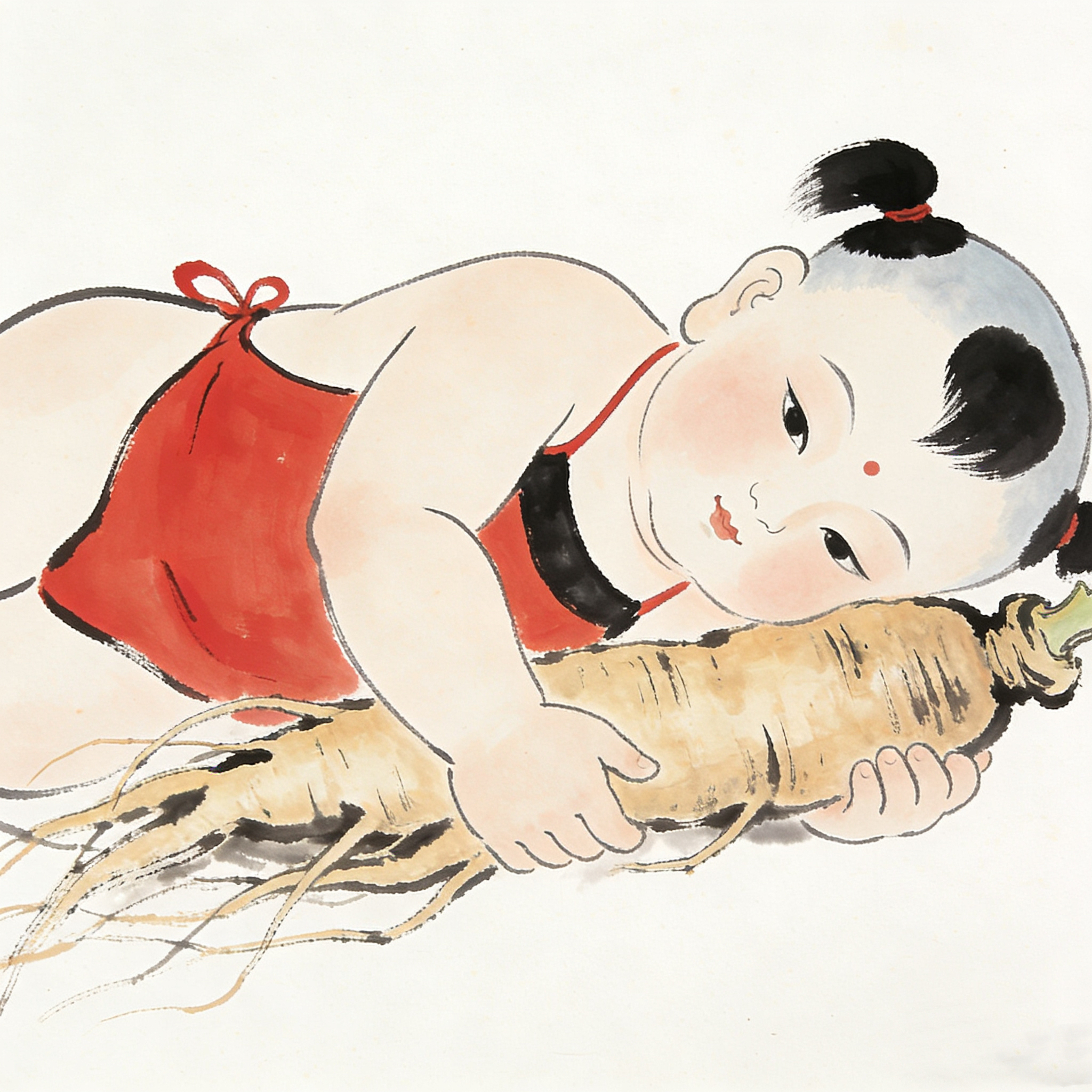 水墨线描趴卧